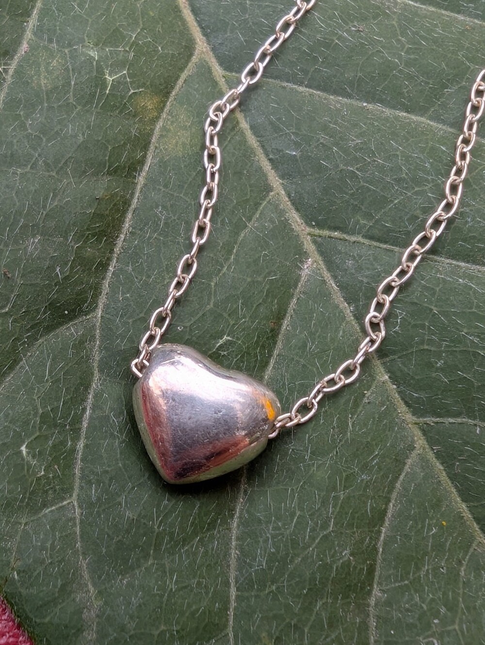 Sterling Puffu Heart Pendant - Delicate Silver Necklace